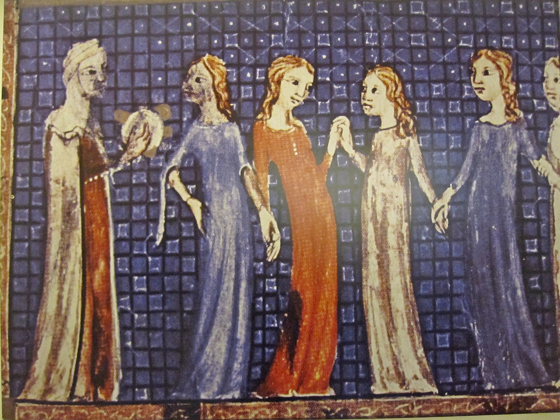 Page from a medieval illuminated Hebrew Haggadah manuscript