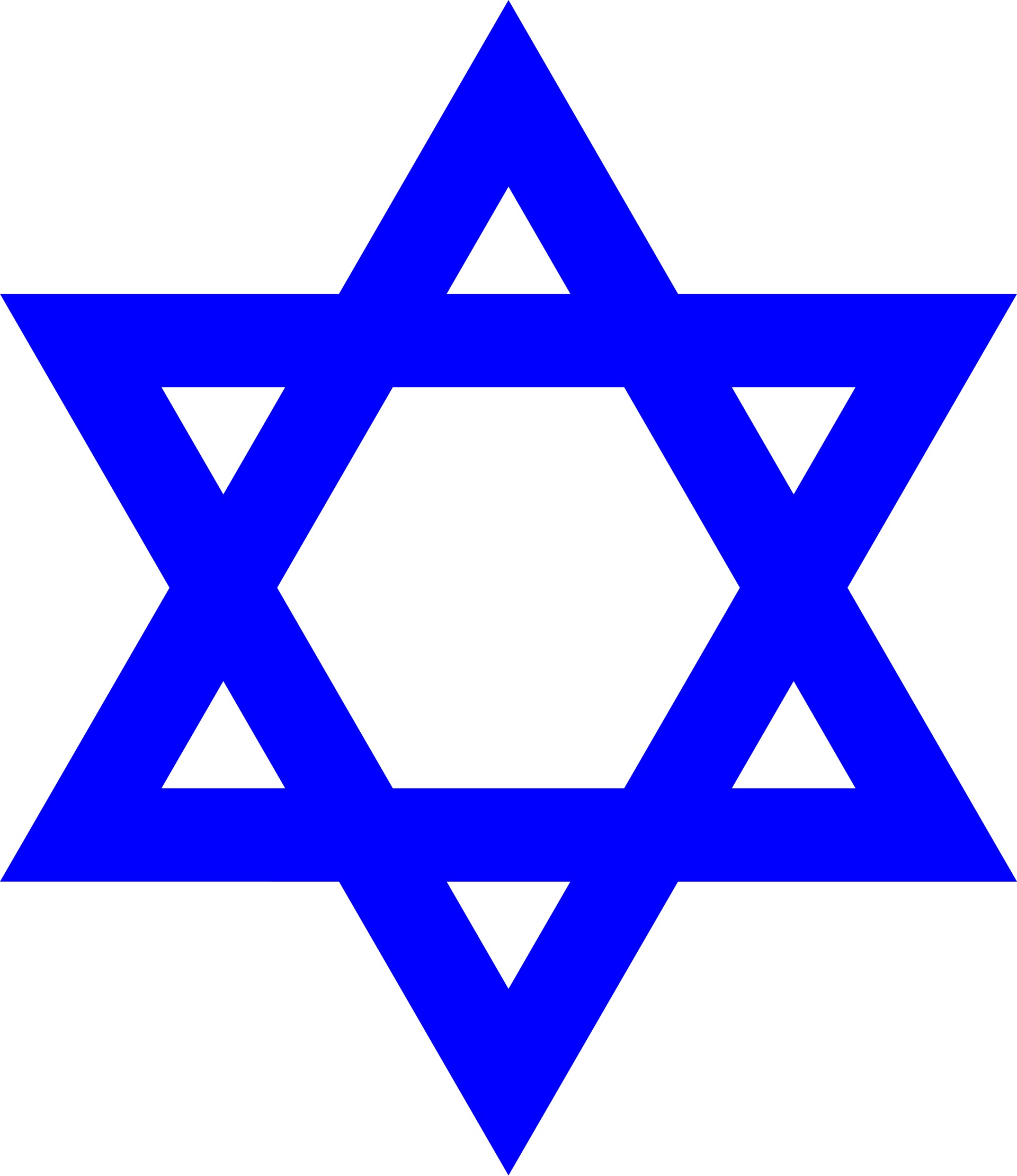 Blue Star of David, a six-pointed star formed by two overlapping triangles, the most recognizable symbol of Jewish identity